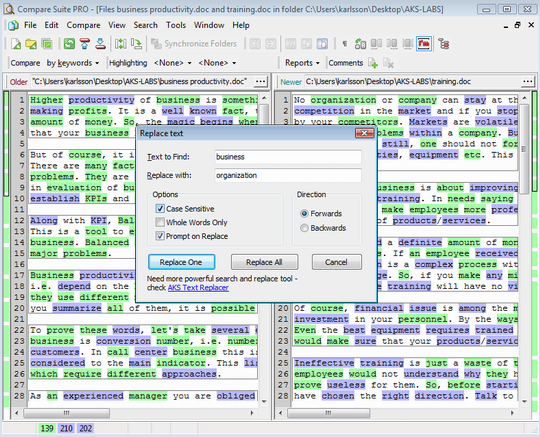 Use the best file compare utility to approve document changes