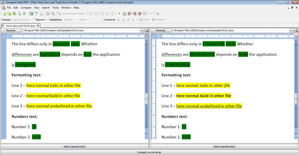 Compare two Word documents with formatting