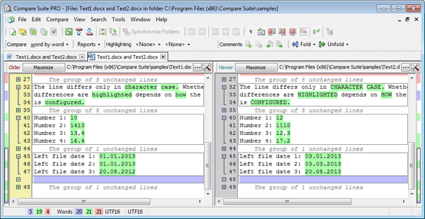 Compare Word as plain text file