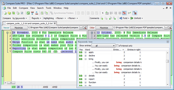 Compare Word by keywords