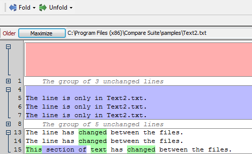 Fold or unfold groups of unchanged files